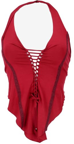 Guru-Shop, Goa Top, Psytrance, Bandeau Top, Neckholder Top, Rosso, Sintetico, Dimensione Indumenti:38, Magliette Top