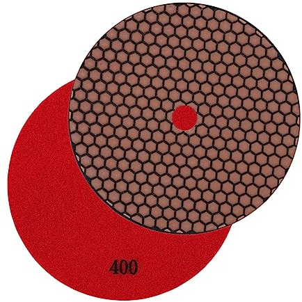 Disco abrasivo diamantato professionale EDW per levigatura a secco, 125 mm, grana 400, chiusura adesiva, per pietra naturale e artificiale, granito, marmo, vetro, ceramica e piastrelle