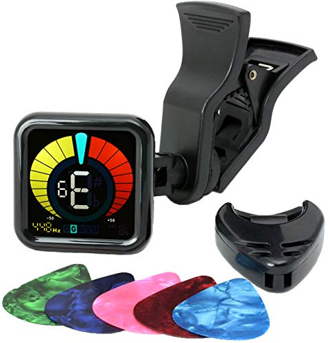 RockJam wetune clipon Tuner für alle Instrumente mit Gitarre Bass Violine Ukulele & chromatische Regeleinstellmodi