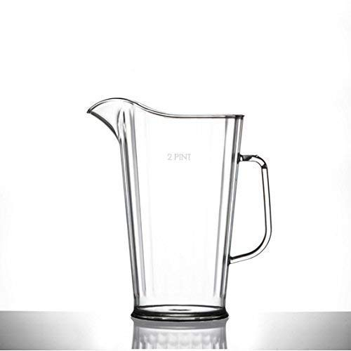 Plastic 2 Pint Jug | Virtually Unbreakable | Reusable | Strong Rigid Polycarbonate Pitcher | Made in UK | CE Marked | Trade Quality | Pimms / Beer / Juice