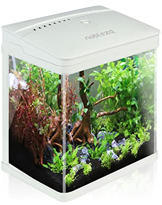 Nobleza - Nano Acquario in Vetro e Plastica per Pesci Acqua Tropicali con Illuminazione a LED e Filtro Inclusa. 7 Litri, Colore Bianco.