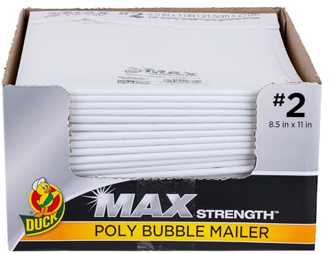 Duck Max #2 Poly Bubble Mailer, White, 8.5 inch x 11 inch, 25 Pack