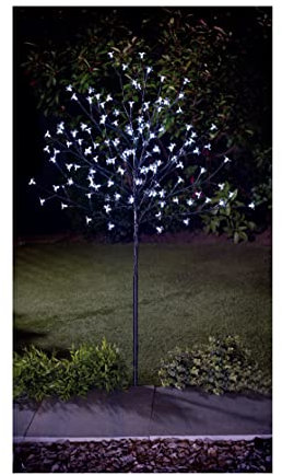 Spot on dealz® 1.8m Cherry Blossom Tree Outdoor Christmas Decorations 352 White LED Tree Lights with Metal Flat Base Garden Ornaments for Home Xmas Display Indoor