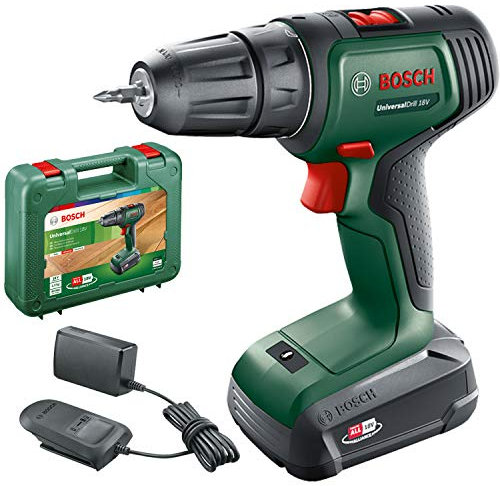 Bosch Home and Garden Cordless Drill UniversalDrill 18V (1 Battery, 18 Volt System, in Carrying case), Black