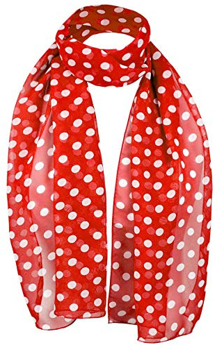 Basic Sense Schal im Retro-Stil, gepunktet, weicher Hals, Chiffon, leicht, für Damen, rot, Einheitsgröße