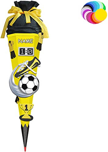 alles-meine.de GmbH Bastelset - Schultüte Farbe & Größe wählbar 70/85 / 100 cm - Fussball - inkl. Name - Farbe frei wählbar - Bastelschultüte - Zuckertüte zum selber Bastel..