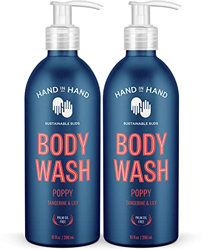 Hand in Hand Body Wash, Gentle Cleanser For All Skin Types, 10 Fl Oz, Tangerine & Lily, Poppy Scent, 2 Pack