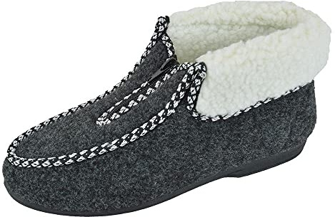 Thingimijigs Ladies Grey Zip Up Fleece Lined Bootie Slippers - UK 6