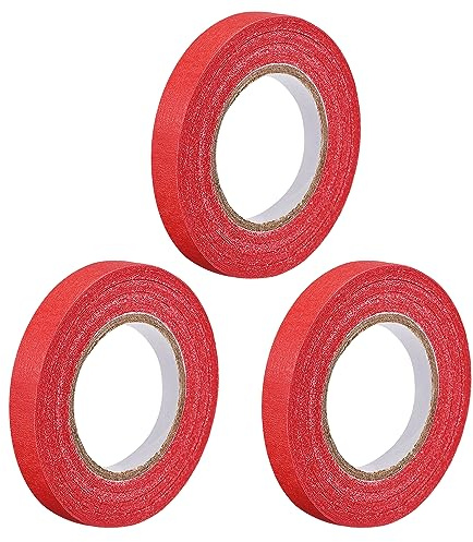 sourcing map 3Pcs 10mm 0,4 pouce Large 20m 21 Yards Masquage Ruban Peintres Ruban Rouleaux Rouge