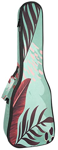 Ukulele väska te med flamingo och löv dekorationsmönster ukulele fodral för Sopran Tenor konsert 23 tum 10 mm tjock mjuk vadderad justerbara remmar spelväska