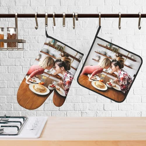 Guanti Da Cucina Per Forno Personalizzati,Guanti Da Forno Personalizzati E Set Di Presine, Personalizzati Con La Tua Foto E Nome Guanti Da Cucina Accessori Guanti Da Forno Antiscivolo Resistenti