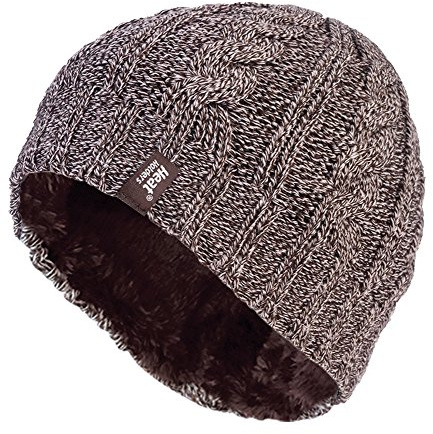 HEAT HOLDERS - Damen Innen Fleece Winter Warm Zopfmuster Beanie Strickmütze mit Umschlag