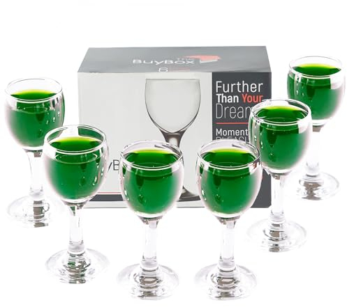 Juego de 6 Vasos Chupito (2 oz/55 ml) de Cristal - Copas de Licor, Jerez, Absenta, Mini Vino, Oporto y Aperitivo