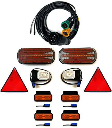 MelTruck Anhängerbeleuchtung SET LED Rückleuchten LAUFBLINKER 12V 24V 7,7m 13PIN Anhänger