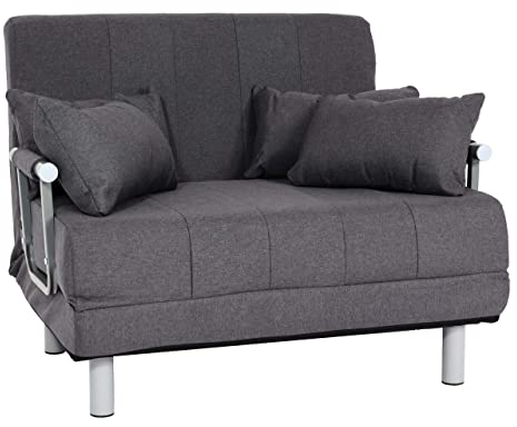 Mendler Schlafsessel HWC-K29, Klappsessel Schlafsofa Gästebett Relaxsessel, Liegefläche 186x97cm Stoff (270g/m²) - dunkelgrau