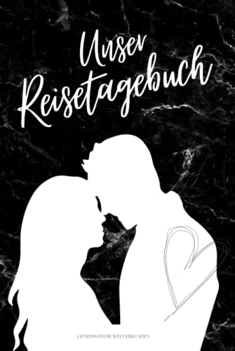 UNSER REISETAGEBUCH - Gemeinsam die Welt erkunden: Reisetagebuch für Paare zum Ausfüllen | Reisejournal zum Selberschreiben | Mit Platz zum Einkleben ... Hardcover ca. Din A5 | Cover 1 Marmor schwarz