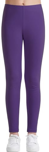 Auranso Leggings Mädchen Sport Baumwolle Kinder Hosen Lange Blickdicht 134-140 Lila