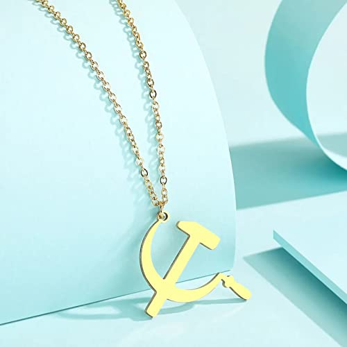 Collier Pendentif Bijoux Mode Minimaliste Petite Amie fête des mères Cadeau Pendentif Marteau et Faucille sur chaîne de Balle Collier Homme ou Femme
