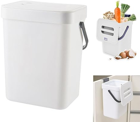DASIAUTOEM Mülleimer Küche, Biomülleimer Küche Klein, 3L Abfalleimer mit Deckel, Küchenabfalleimer Windeleimer Geruchsdicht Arbeitsplatte, Aufhängen Komposteimer für Küche, Zuhause, Büro, G3130 | Komposteimer Küche, Windeleimer Geruchsdicht Arbeitsplatte, Aufhängen Komposteimer für Küche, Zuhause, Bio Mülleimer klein