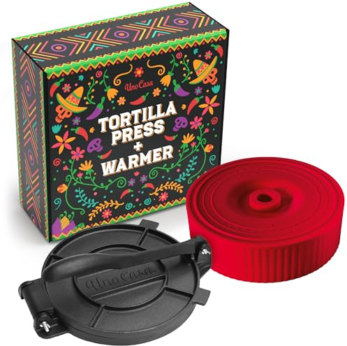 Uno Casa Pressa per tortilla in ghisa, 20,3 cm, con scalda tort