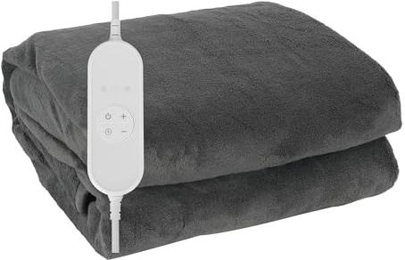 Electric Heated Throw Blanket Fleece with 9 Heat Settings 9 Hours Timer Auto Shut-off 180x130cm Digital Control Machine Washable (Grey)