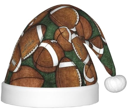 Fußball-grüne festliche Weihnachtsmannmütze für Kinder – eine bequeme, bedruckte Weihnachtsmütze, ideal für Neujahr und festliche Feiertagsfeiern