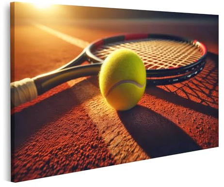 islandburner Bild auf Leinwand Für Tennis Fans und Spieler Tennisball und Schläger Bilder Wandbilder Poster