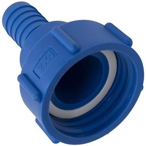 AERZETIX - C73891 - Racor Adaptador Hembra S60x6mm a Punta Acanalada 1'' para Tanque IBC-GRV - en plástico - Color Azul - Reductor depósito de Agua riego