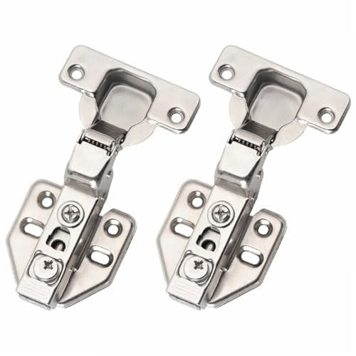2 bisagras de armario de cierre suave, bisagra de puerta de cocina sin superposición para puerta de muebles de baño, dormitorio (agujero de copa de 35 mm, instalación rápida)