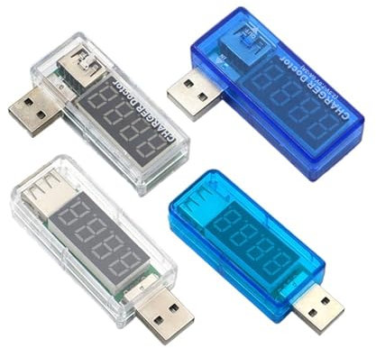 Digital USB Mobile Power tensione di carica corrente Tester Meter Mini caricabatterie voltmetro amperometro Diventa trasparente (Color : Straight White)