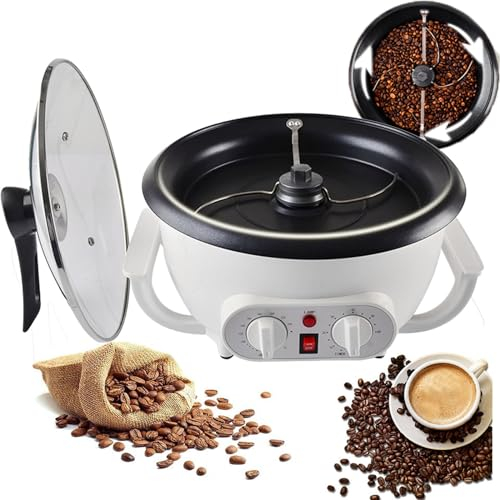 Tostatrice Caffè,Tostatrice Elettrica Per Chicchi Di Caffè Da 1200 W Per Uso Domestico,Tostatori di Caffè Multifunzionale, Regolazione Temperatura 0-240 ℃ E Timer, Capacità 800 G,B