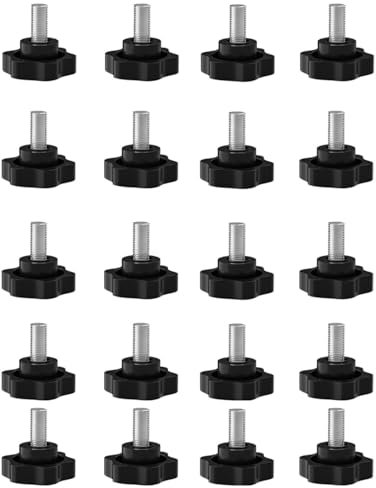 KGDUYC 20 tornillos de cabeza estrellada M5, tornillos moleteados, perillas de clip roscadas con mango de estrella para equipos mecánicos industriales (M5 x 12 mm)
