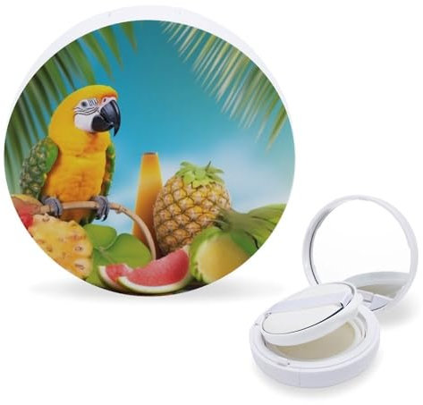 Leere Luftkissen-Puff-Box, tragbarer Kosmetik-Make-up-Behälter, Sommer, Papagei, Ananas, Vögel, bedruckt, lose Puderbehälter, Foundation-Behälter, geeignet für BB-Creme