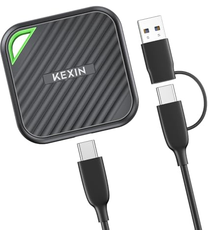 KEXIN SSD Esterno 2TB fino a 2000MB/s, USB C 3.2 Esterno SSD Portatile Unità a Stato Solido Esterne 2 TB per PS5 Xbox Laptop MacBook/Pro/Air e PS4, Nero