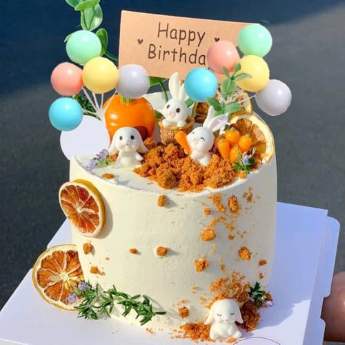 Amacoam Decoration Gateau Anniversaire Paques Lapin Figurines Décoration Deco Gateau Anniversaire Decoration décoration de gâteaux de pâques Figurine Lapin Gâteau Toppers Cake Topper Happy Birthday
