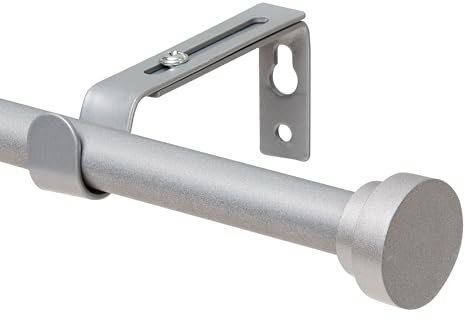 Vorhangstange (Silber)， Gardinenstange Ausziehbar aus Edelstahl Verstellbare67-187CM， Gardinen Stangen mit Kappenknäufen für Schlafzimmer, Esszimmer, Wohnzimmer