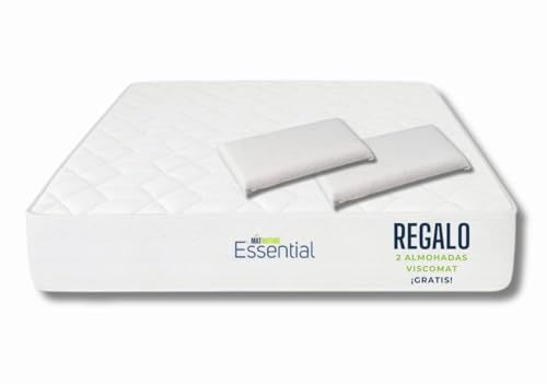 Matnature | Essential | Colchón Viscoelástico | Núcleo HR (High Resilience) Compactado | Reversible Verano-Invierno | Altura 24 cm | Regalo 2 Almohadas Viscomat (135 x 190 cm)