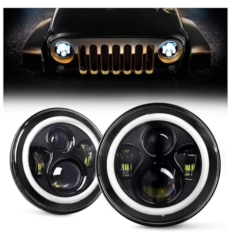 ODKBFG Scheinwerfer 17,8 cm LED-Scheinwerfer Scheinwerfer für Suzuki für Samurai Scheinwerfer-Baugruppe (2-teilig 40 W schwarz)