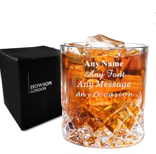 Personalised Whiskey Glass for Men Engraved Whiskey Tumbler Glass Personalised Gifts for Men Personalised Glasses 7oz/210ml Fathers Day Birthday Christmas Wedding Best Man Groomsmen Gift (Any Text)