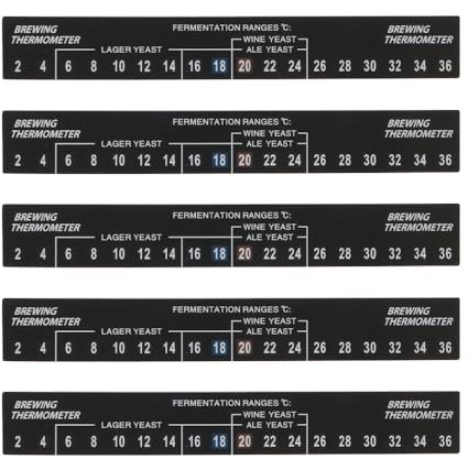 VOANZO 5pcs Beer Thermometer Stick on Brewing Thermometer Adhesive LCD Temperature Sticker for Homebrew Beer Wine Brewing Fermentation Monitoring Tool