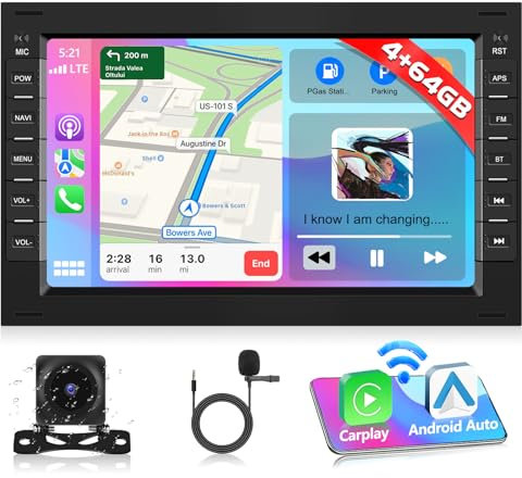 Podofo 4G+64G 2Din Autoradio Stereo für VW Golf 4 Bora Polo MK5 Sharan Jetta MK4 mit Carplay Android Auto,7 Zoll 2.5D HD Touchscreen Car Radio mit Bluetooth,Navi,SWC+Rückfahrkamera