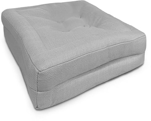 TIENDA EURASIA – Cojín de Suelo Cuadrado | Acolchado | Poliéster | Cojines de Suelo | Medidas 60x60x10 cm | Cojines Exterior Jardín | con Asa de Transporte y Cremallera (Gris)