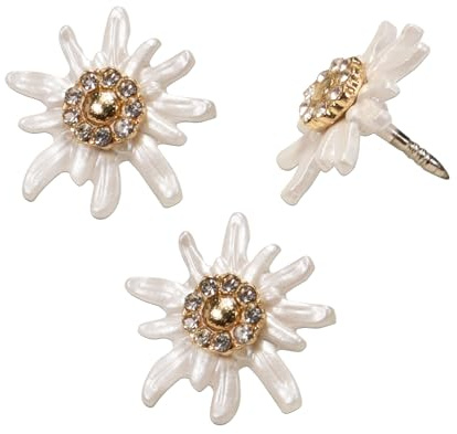 Alpenflüstern Ansteck-Pins Strass-Edelweiß Greta mini 3er-Set (Creme-weiß) API122