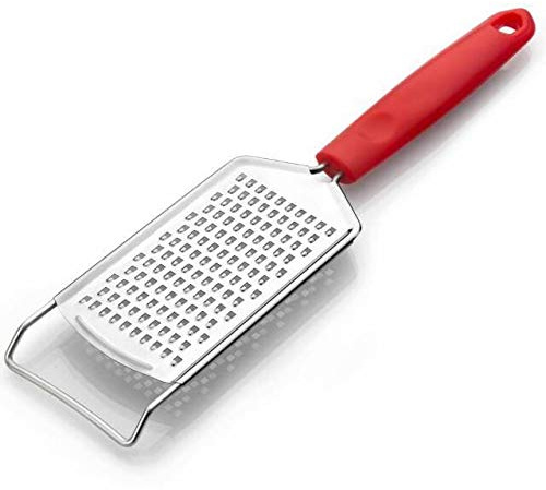 Stainless Steel 2-in-1 Cheese Grater and Zester - Parmesan Cheese Graters with Handle, Flat Cheese Grater Tool for Kitchen, Hand Held Zester for Lemons, Mini Grater for Cheese and Lemon