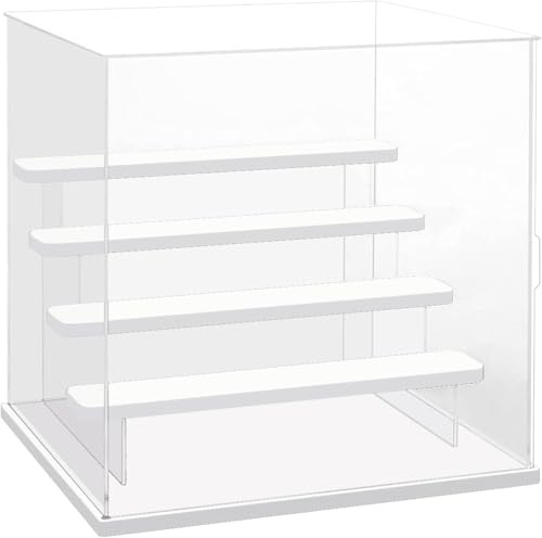 DuvinDD Vitrine aus Acryl, 5 Ebenen, kleine Vitrine für Sammlung, Vitrine, Figur für Pop Vitrine, Auto, Miniatur Aufbewahrung von Parfüm (weiße Basis, 30 x 28 x 30,2 cm)