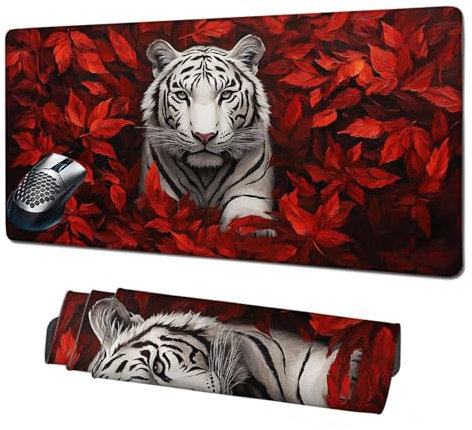 Alfombrilla Gaming,Alfombrilla Ratón Rojo Mouse Pad,Hojas Alfombrilla Escritorio Grande 1600x800x3mm,Protector Escritorio Alfombrilla Antideslizante,Mejora Precisión y Velocidad,Accesorios PC X1-1684