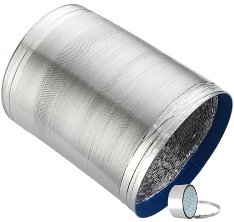HIFRQVVC Aluminiumrohre, flexibler Lüftungsschlauch aus Aluminium für Wäschetrockner, beständig gegen hohe Temperaturen, nicht isoliert (5 m, 200 mm)