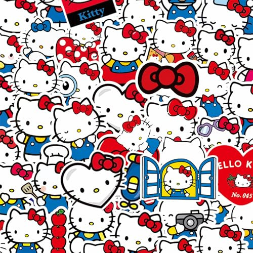 Kitty Stickers 100 PCS Kawaii Kitty Stickers for Teens Adults Waterproof Vinyl Cute Sticker for Water Bottle Laptop Phone Skateboard Guitar Suitcase Bike