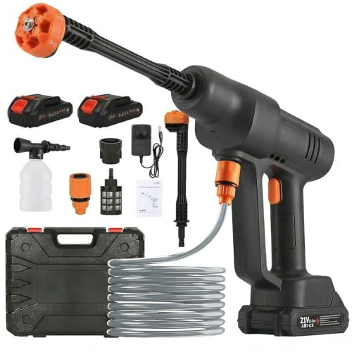 ZYMY Cordless Pressure Washer, 21V Car Cleaning Kit with 2.4Ah Battery 40Bar/652 PSI, Portable Jet Wash Gun with 6-in-1 Adjustable Nozzle, 5M Hose Power Washers for Patio and Car