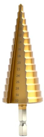 4-32 Mm Acciaio Ad Alta Velocità,Titanio, Rivestito,Punta Conica Trapano, Frese per Metallo a Gradini, Con Gambo Esagonale 1/4 Per Cambio Rapido, Perfette Su Metallo, Plastica E Legno